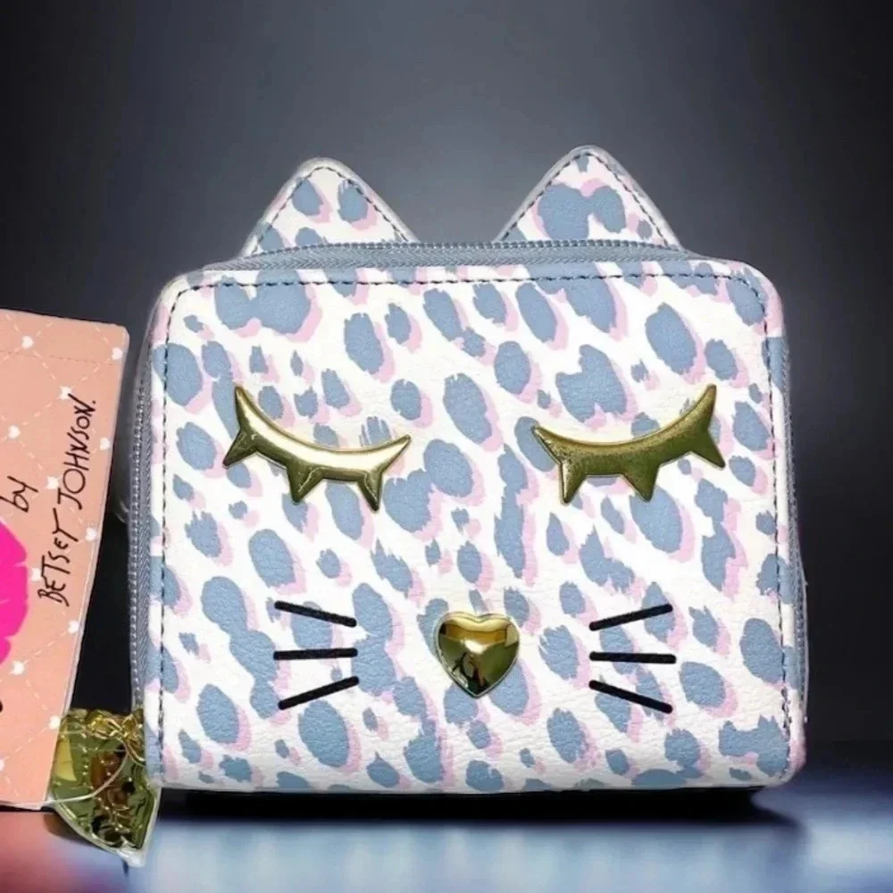 Betsey Johnson Leopard Print Kitty Cat Bag Wallet NWT